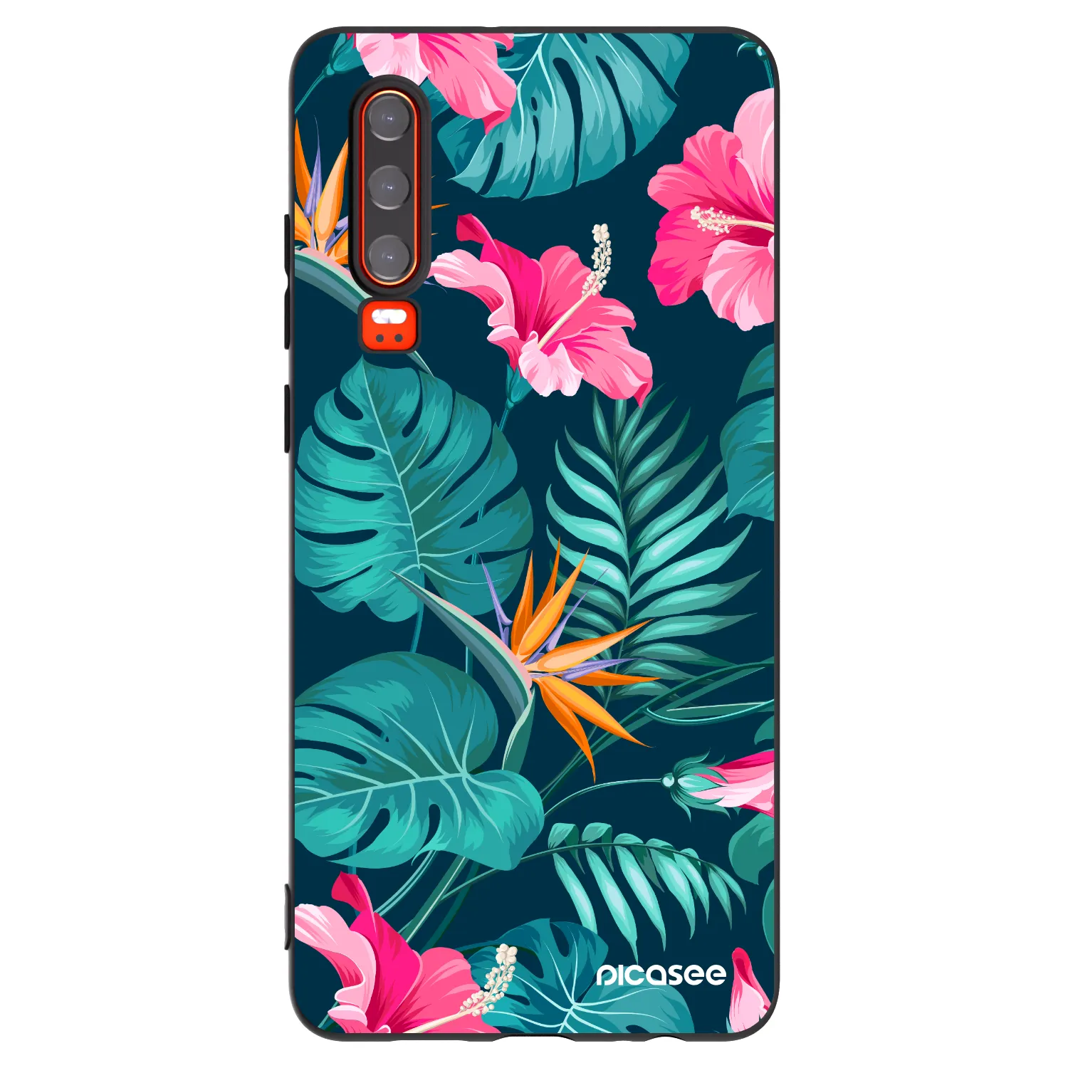 Picasee silikonový černý obal pro Huawei P30 - Pink Monstera
