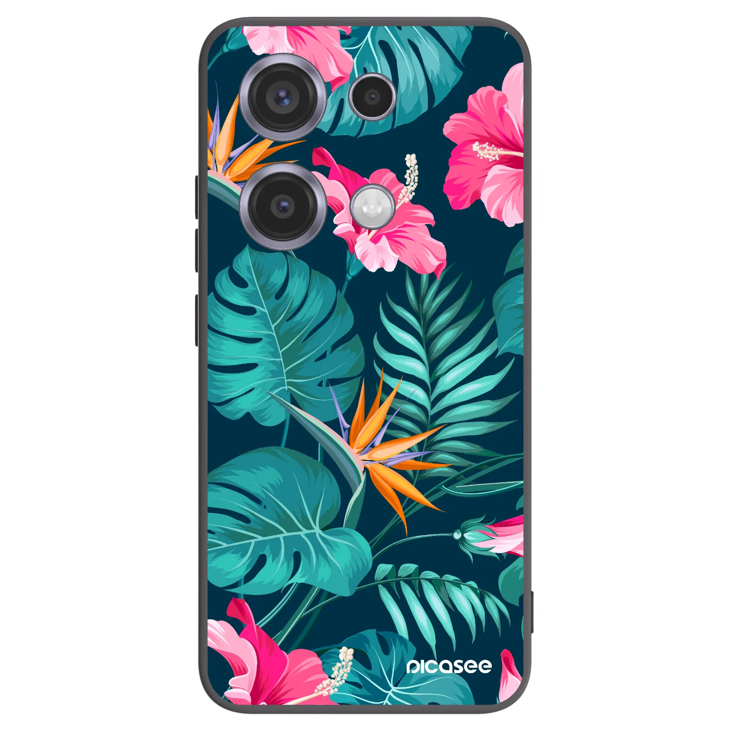 Picasee silikonový černý obal pro Xiaomi Redmi Note 14S - Pink Monstera