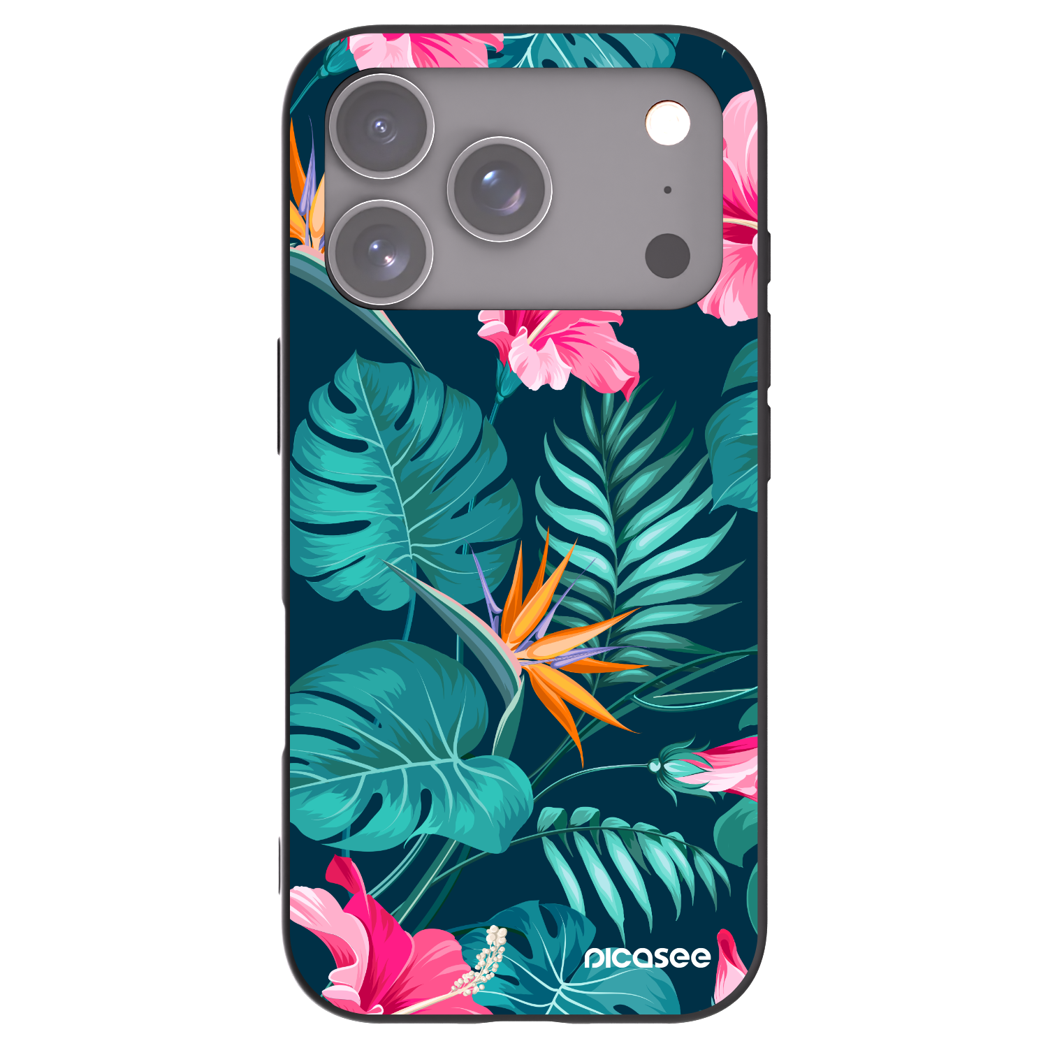 Picasee silikonový černý obal pro Apple iPhone 17 Pro - Pink Monstera