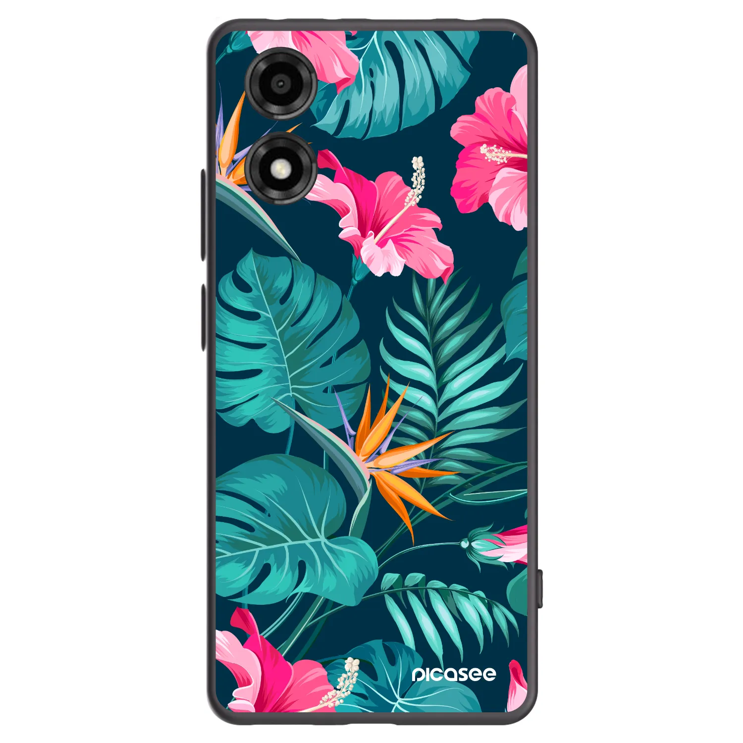 Picasee silikonový černý obal pro Motorola Moto E14 - Pink Monstera