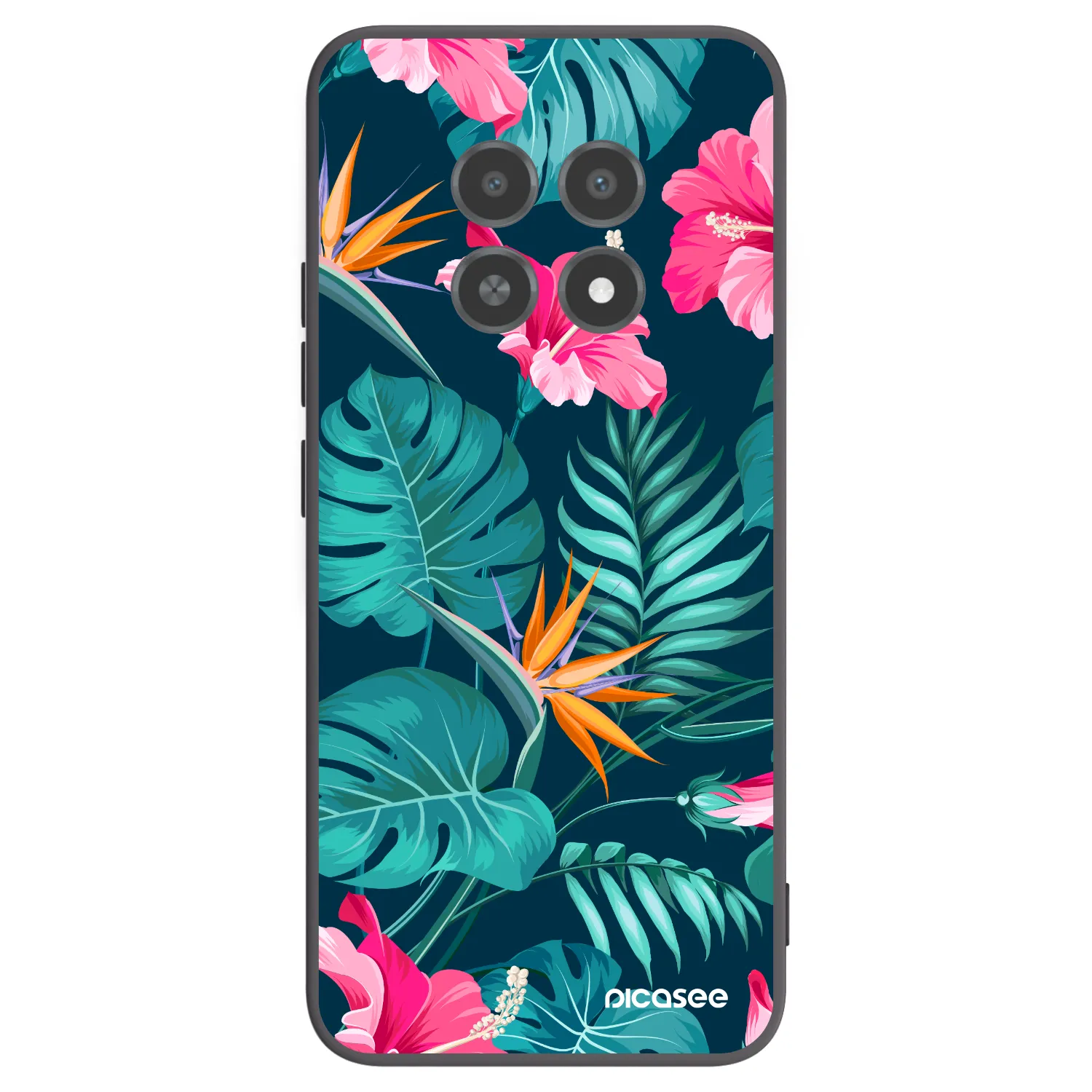 Picasee silikonový černý obal pro Realme 12X - Pink Monstera