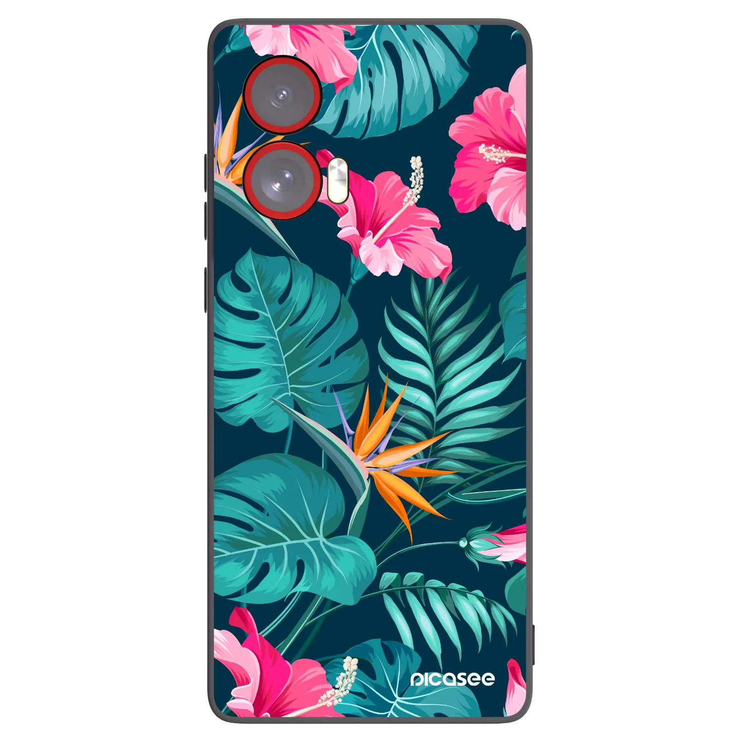 Picasee silikonový černý obal pro Motorola Edge 50 Fusion - Pink Monstera