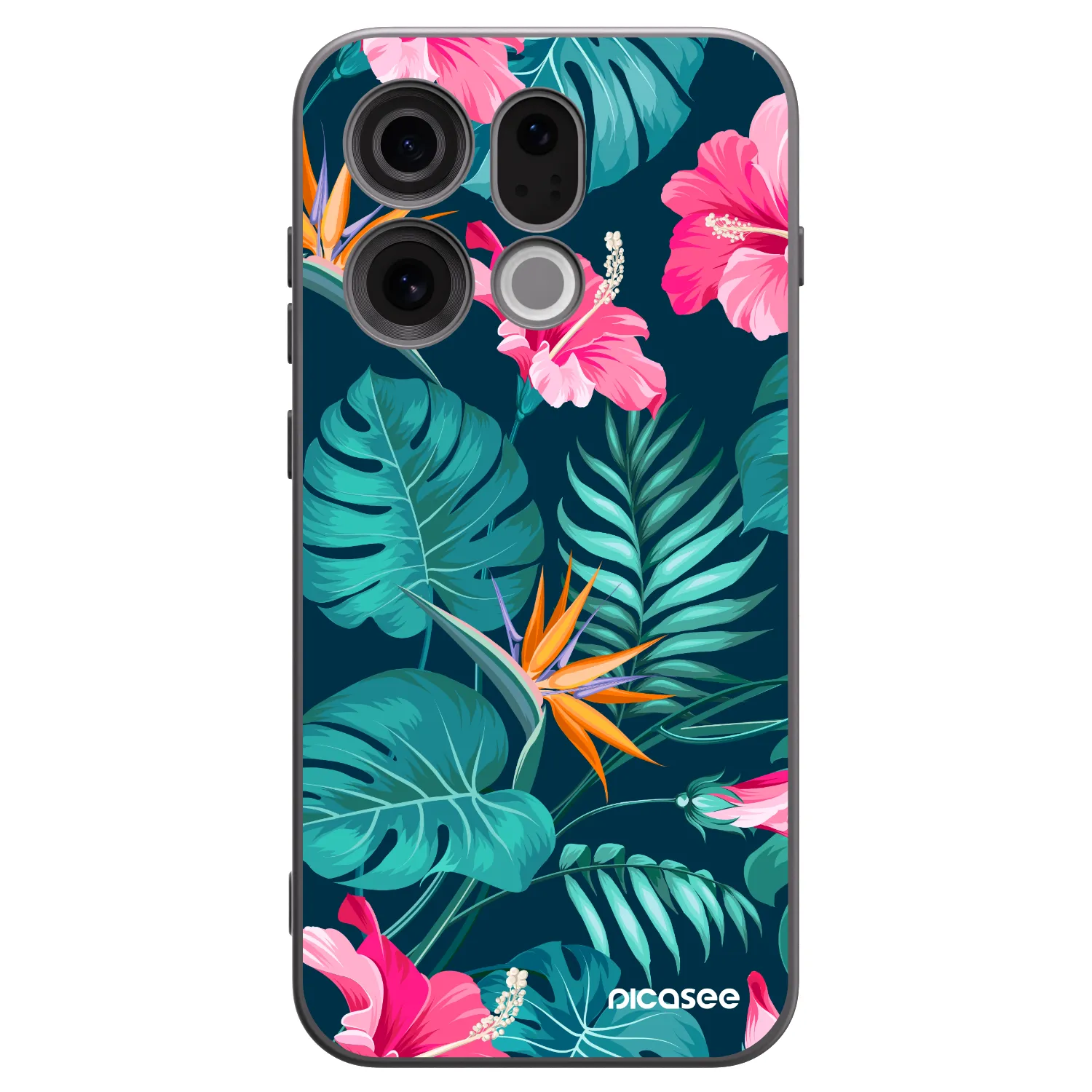 Picasee silikonový černý obal pro OPPO Find X9 - Pink Monstera