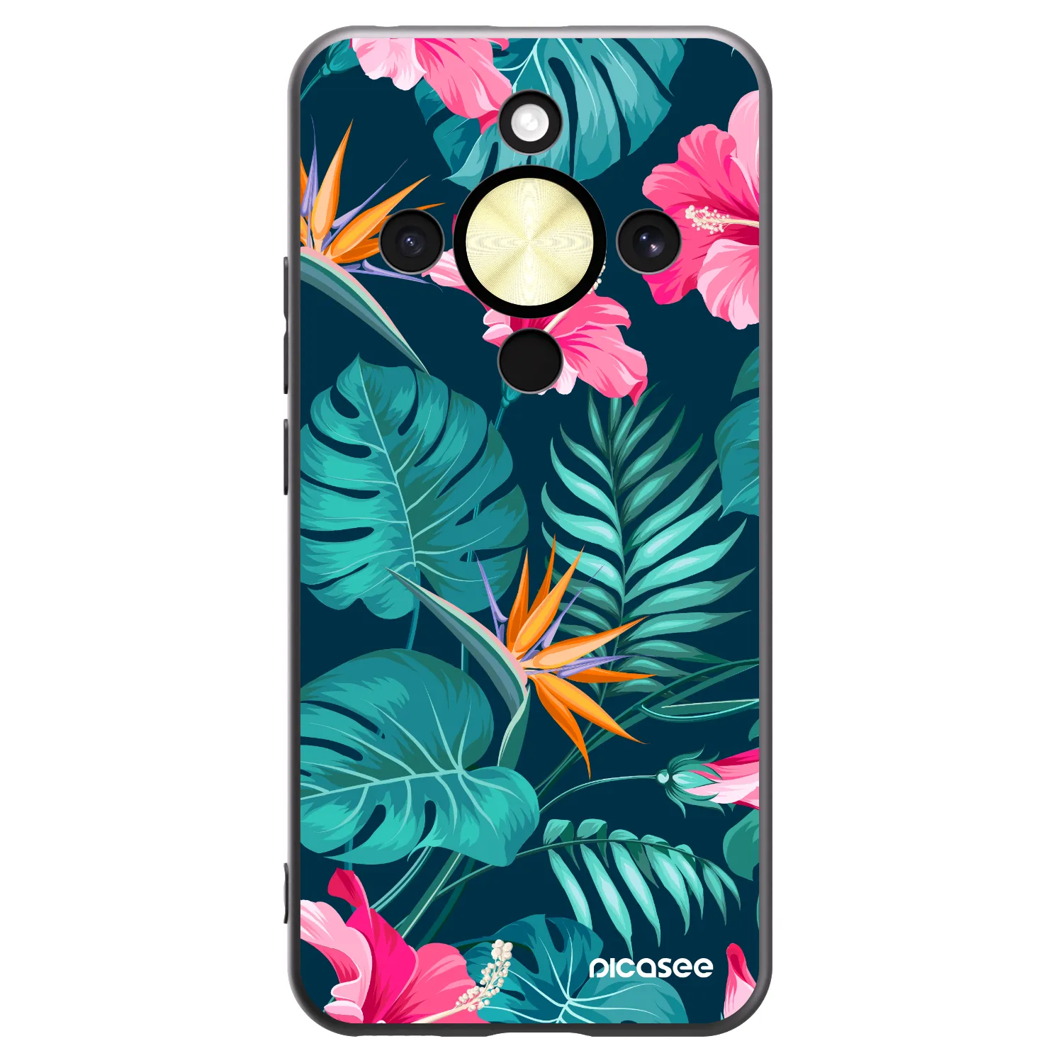 Picasee silikonový černý obal pro Honor Magic8 Lite 5G - Pink Monstera