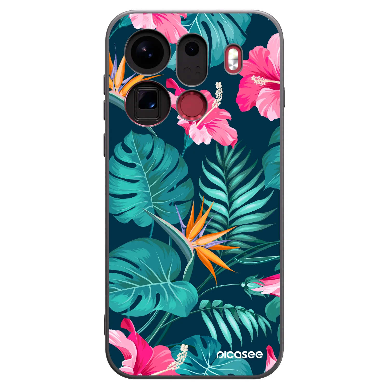 Picasee silikonový černý obal pro OPPO Find X9 Pro - Pink Monstera