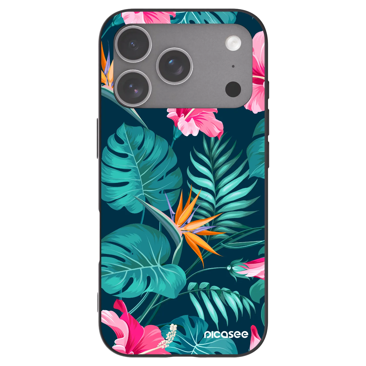 Picasee silikonový černý obal pro Apple iPhone 18 Pro - Pink Monstera