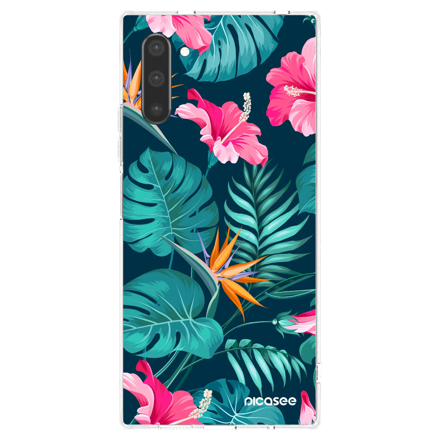 Picasee silikonový průhledný obal pro Samsung Galaxy Note 10 N970F - Pink Monstera