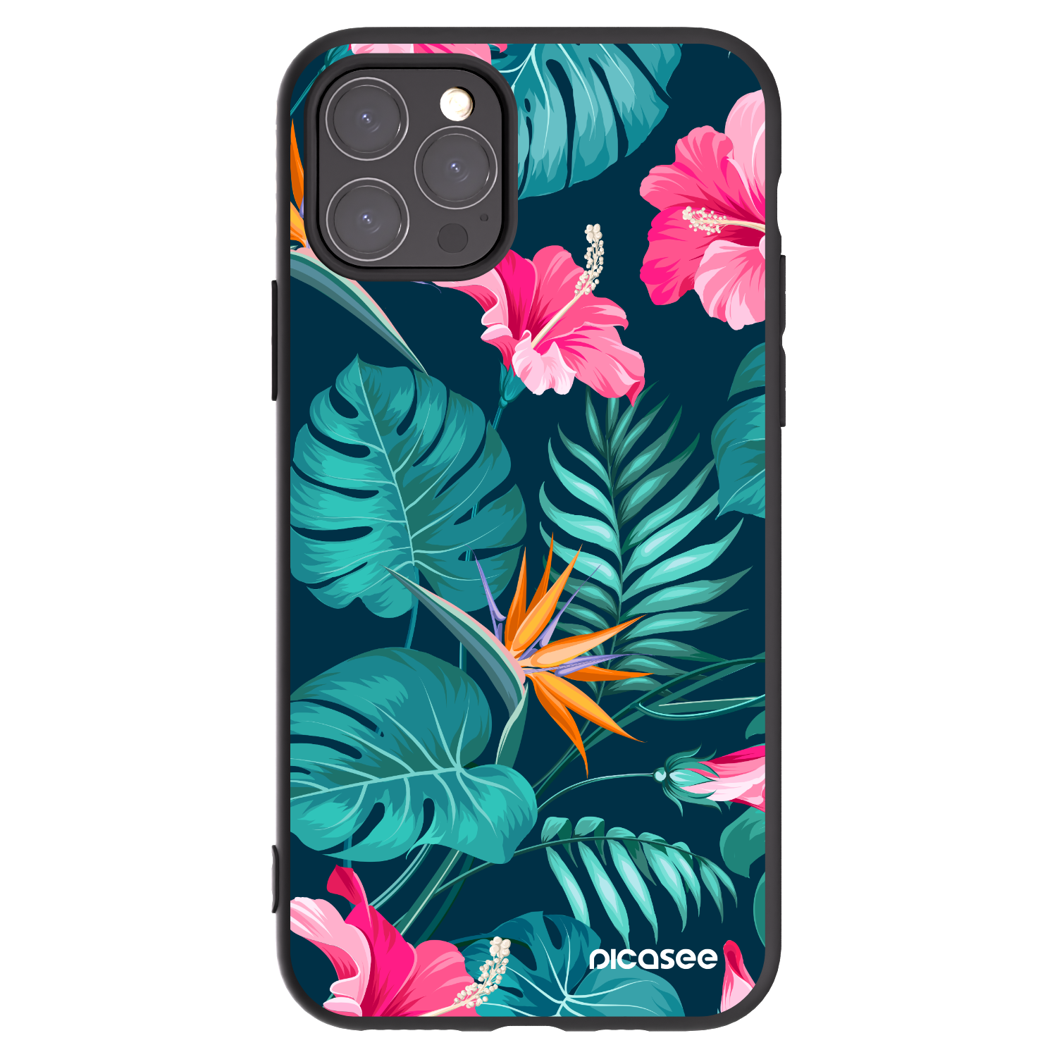 Picasee silikonový černý obal pro Apple iPhone 11 Pro - Pink Monstera