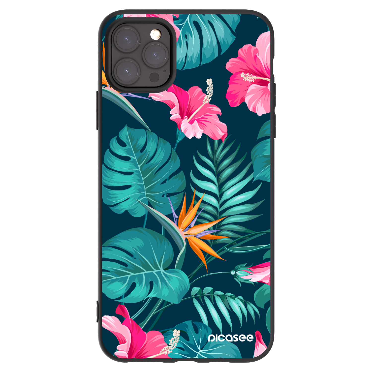 Picasee silikonový černý obal pro Apple iPhone 11 Pro Max - Pink Monstera