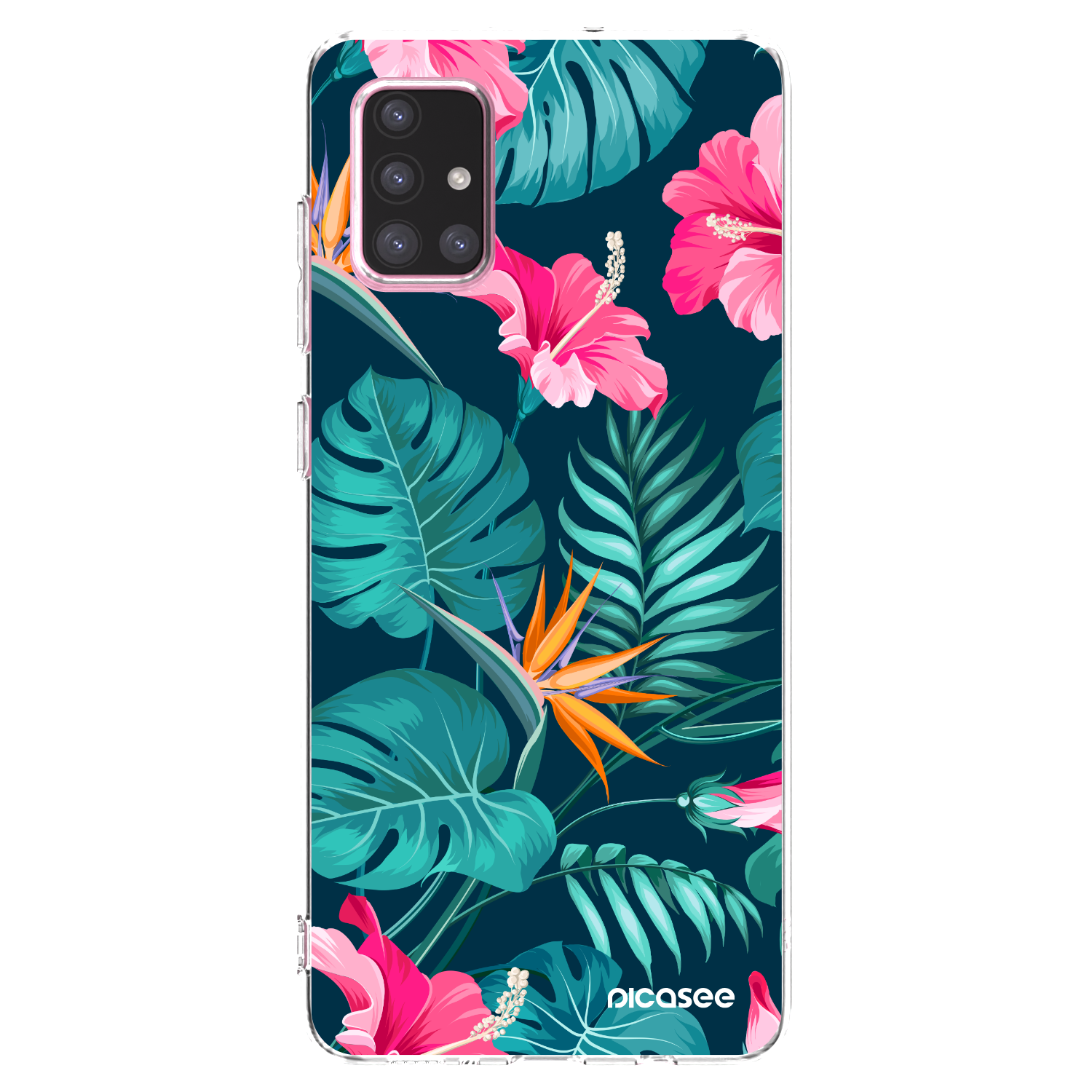 Picasee silikonový průhledný obal pro Samsung Galaxy A71 A715F - Pink Monstera