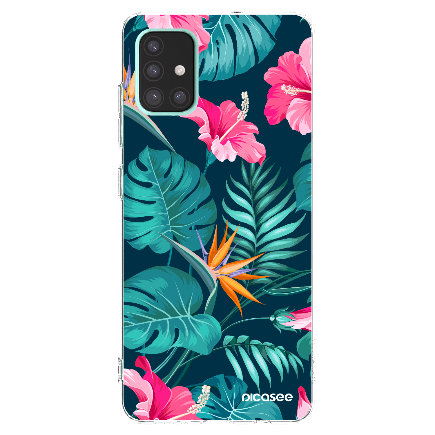 Picasee silikonový průhledný obal pro Samsung Galaxy A51 A515F - Pink Monstera