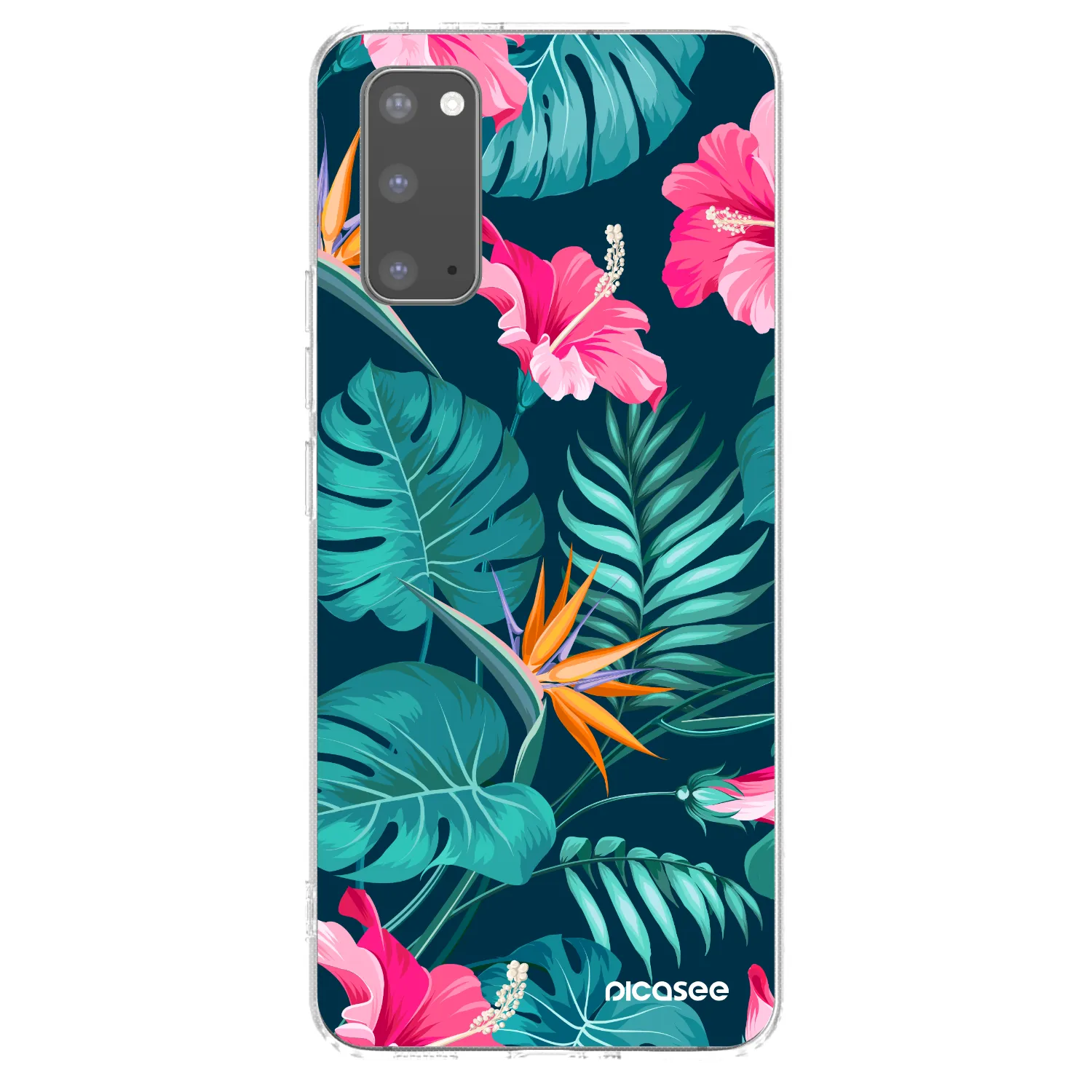 Picasee silikonový průhledný obal pro Samsung Galaxy S20 G980F - Pink Monstera