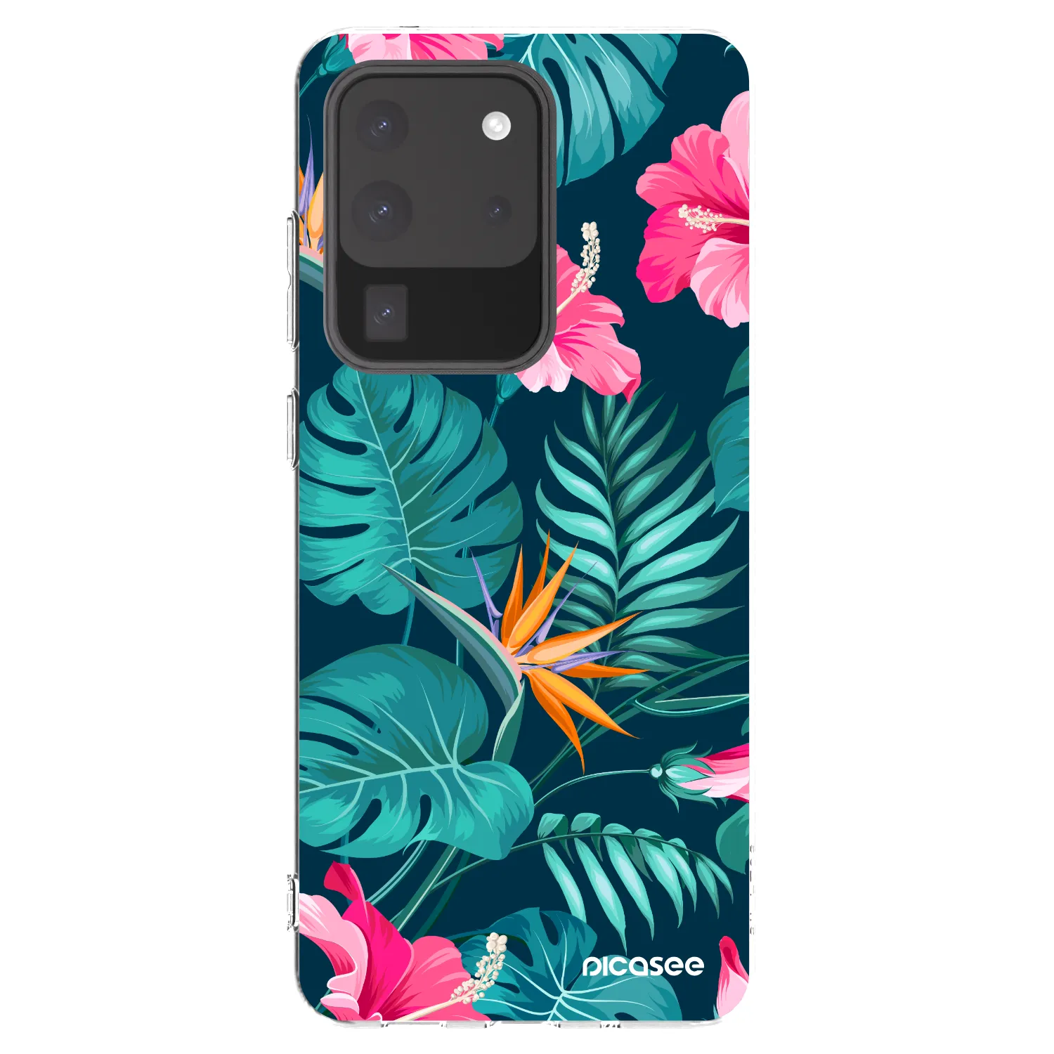Picasee silikonový průhledný obal pro Samsung Galaxy S20 Ultra 5G G988F - Pink Monstera