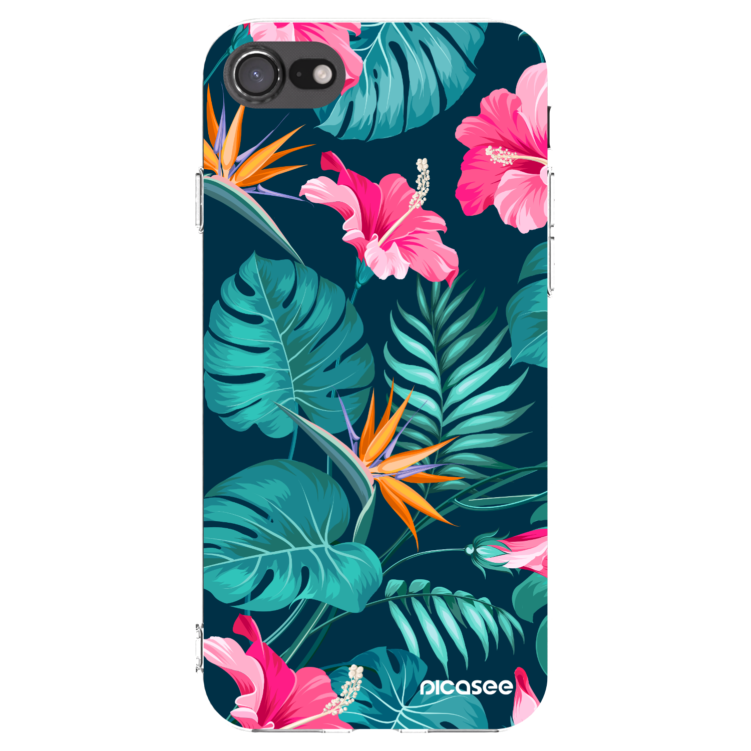 Picasee silikonový průhledný obal pro Apple iPhone SE 2020 - Pink Monstera