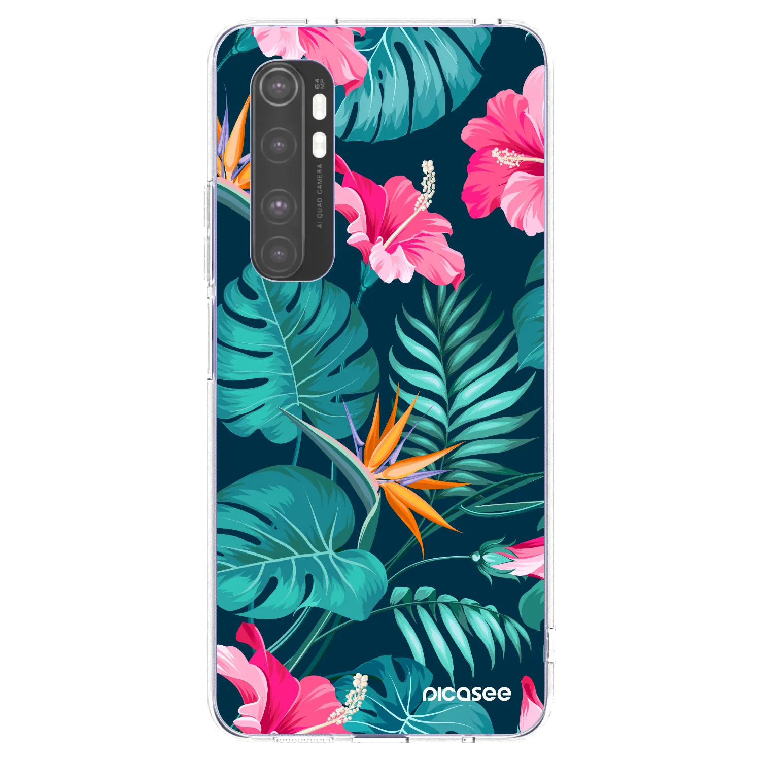 Picasee silikonový průhledný obal pro Xiaomi Mi Note 10 Lite - Pink Monstera