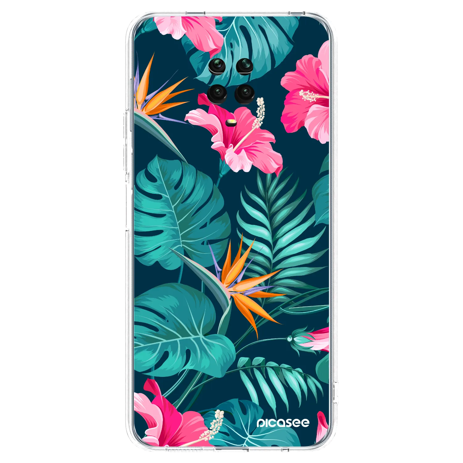 Picasee silikonový průhledný obal pro Xiaomi Redmi Note 9S - Pink Monstera