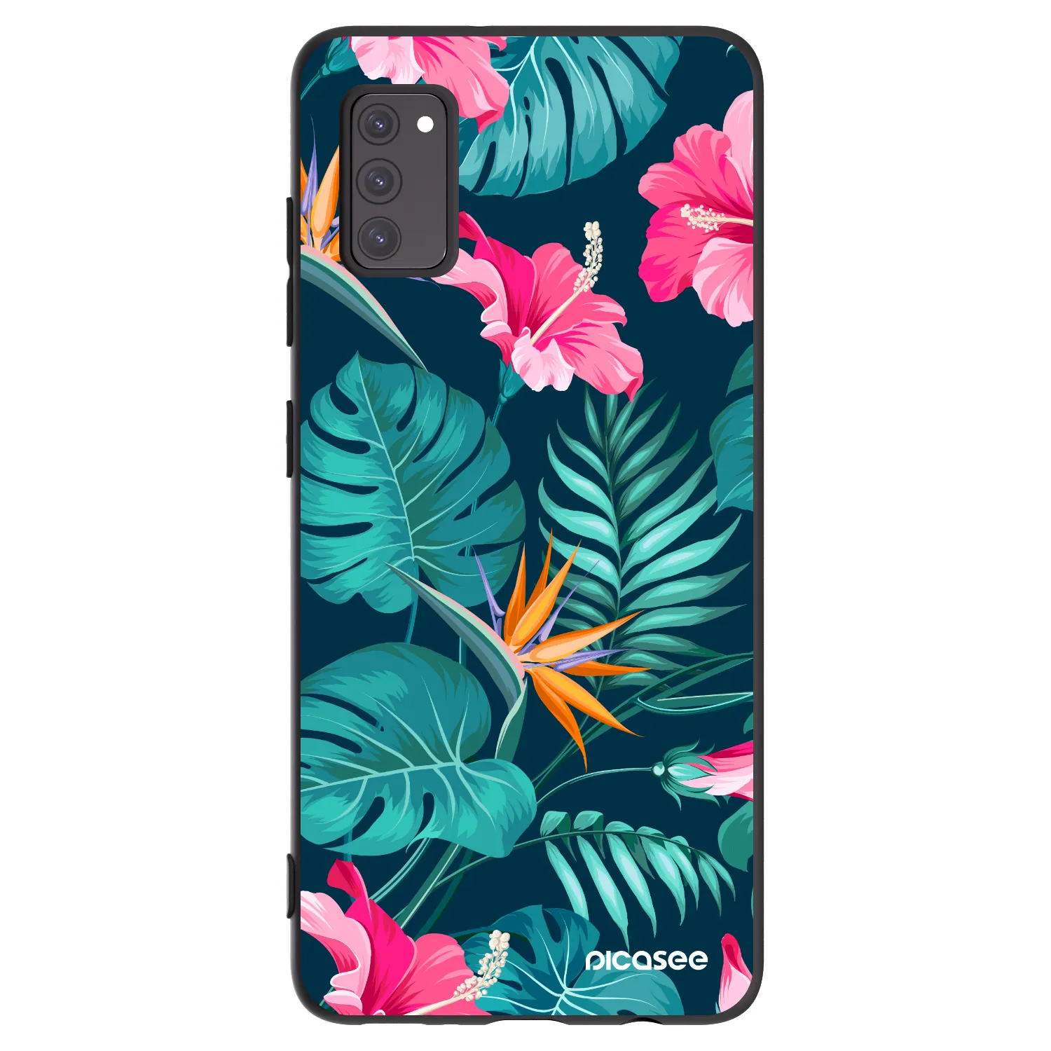 Picasee silikonový černý obal pro Samsung Galaxy A41 A415F - Pink Monstera