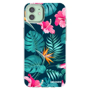 Picasee silikonový průhledný obal pro Apple iPhone 12 Pro - Pink Monstera