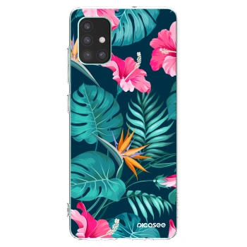 Picasee silikonový průhledný obal pro Samsung Galaxy M51 M515F - Pink Monstera