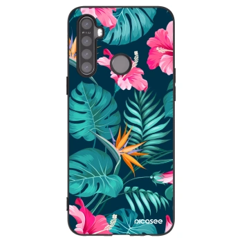 Picasee silikonový černý obal pro Realme 5 - Pink Monstera