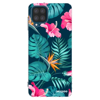 Picasee silikonový průhledný obal pro Samsung Galaxy A12 A125F - Pink Monstera