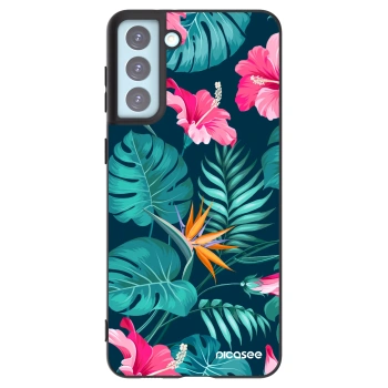Picasee silikonový černý obal pro Samsung Galaxy S21+ 5G G996F - Pink Monstera
