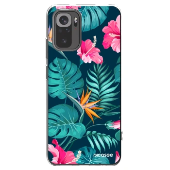 Picasee silikonový průhledný obal pro Xiaomi Redmi Note 10 - Pink Monstera