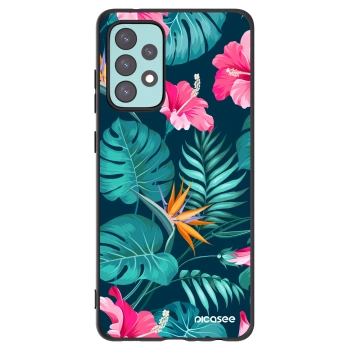 Picasee silikonový černý obal pro Samsung Galaxy A72 A725F - Pink Monstera