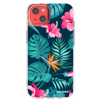 Picasee silikonový průhledný obal pro Apple iPhone 13 - Pink Monstera