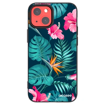 Picasee silikonový černý obal pro Apple iPhone 13 mini - Pink Monstera