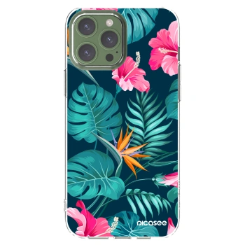 Picasee silikonový průhledný obal pro Apple iPhone 13 Pro Max - Pink Monstera