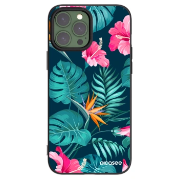 Picasee silikonový černý obal pro Apple iPhone 13 Pro Max - Pink Monstera