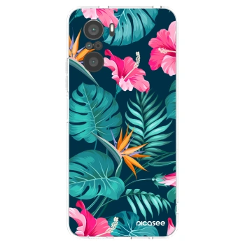 Picasee silikonový průhledný obal pro Xiaomi Poco F3 - Pink Monstera