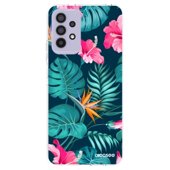 Picasee silikonový průhledný obal pro Samsung Galaxy A32 4G SM-A325F - Pink Monstera