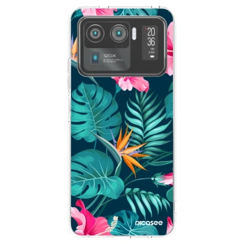 Picasee silikonový průhledný obal pro Xiaomi Mi 11 Ultra - Pink Monstera