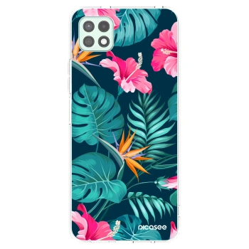Picasee silikonový průhledný obal pro Samsung Galaxy A22 A226B 5G - Pink Monstera