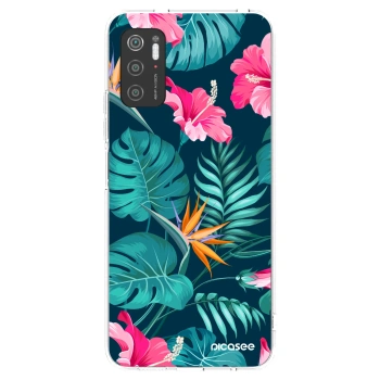 Picasee silikonový průhledný obal pro Xiaomi Poco M3 Pro 5G - Pink Monstera
