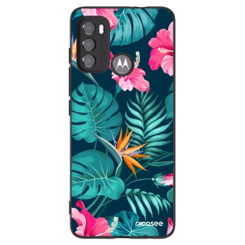 Picasee silikonový černý obal pro Motorola Moto G60 - Pink Monstera