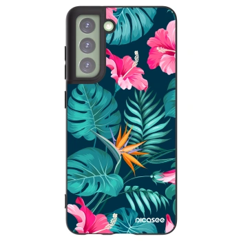 Picasee silikonový černý obal pro Samsung Galaxy S21 FE 5G - Pink Monstera