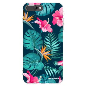 Picasee silikonový průhledný obal pro Apple iPhone 7 Plus - Pink Monstera