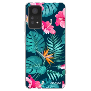 Picasee silikonový průhledný obal pro Xiaomi Redmi Note 11 Pro - Pink Monstera