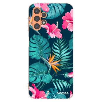 Picasee silikonový průhledný obal pro Samsung Galaxy A13 4G A135 - Pink Monstera