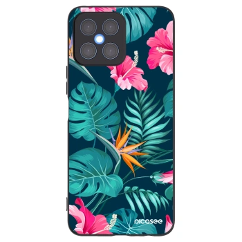 Picasee silikonový černý obal pro Honor X8 4G - Pink Monstera