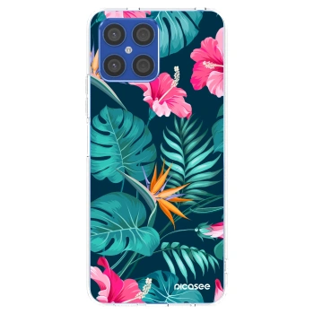Picasee silikonový průhledný obal pro Honor X8 4G - Pink Monstera