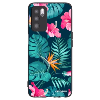 Picasee silikonový černý obal pro OPPO A16s - Pink Monstera