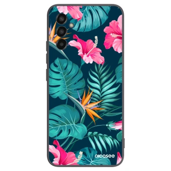 Picasee silikonový černý obal pro Samsung Galaxy M13 M135F - Pink Monstera