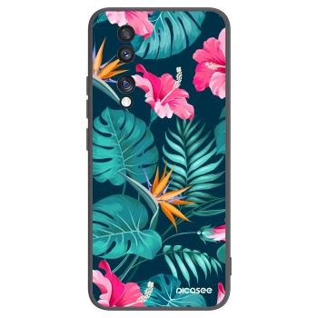 Picasee silikonový černý obal pro Honor 70 - Pink Monstera
