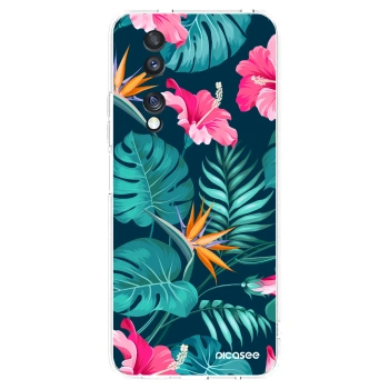 Picasee silikonový průhledný obal pro Honor 70 - Pink Monstera
