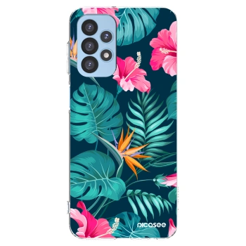 Picasee silikonový průhledný obal pro Samsung Galaxy A23 A235F 4G - Pink Monstera