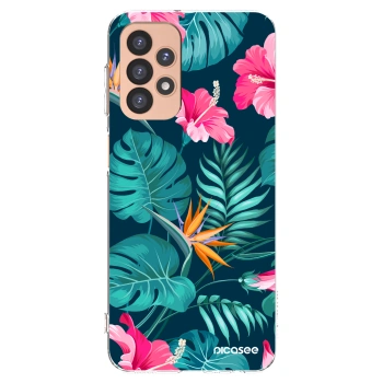 Picasee silikonový průhledný obal pro Samsung Galaxy A23 A236B 5G - Pink Monstera